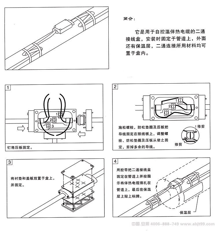 電正能量入口帶（正能量入口電纜）二通電源接線盒安裝圖
